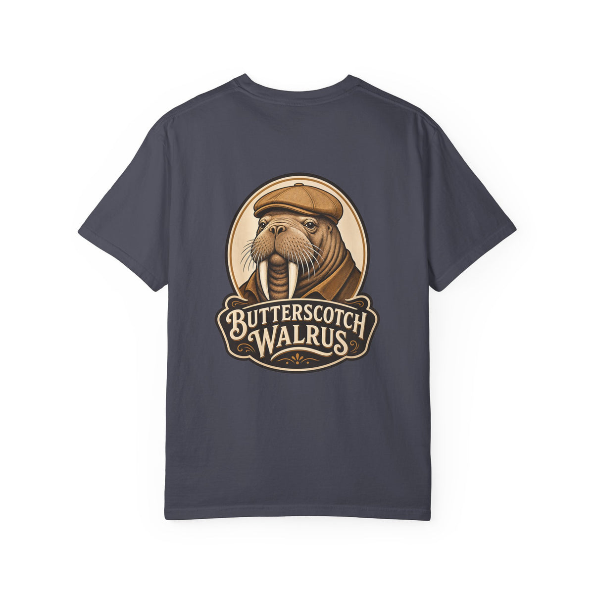 Butterscotch Walrus Logo Comfort Colors T-Shirt – Vintage Walrus Back Graphic Tee