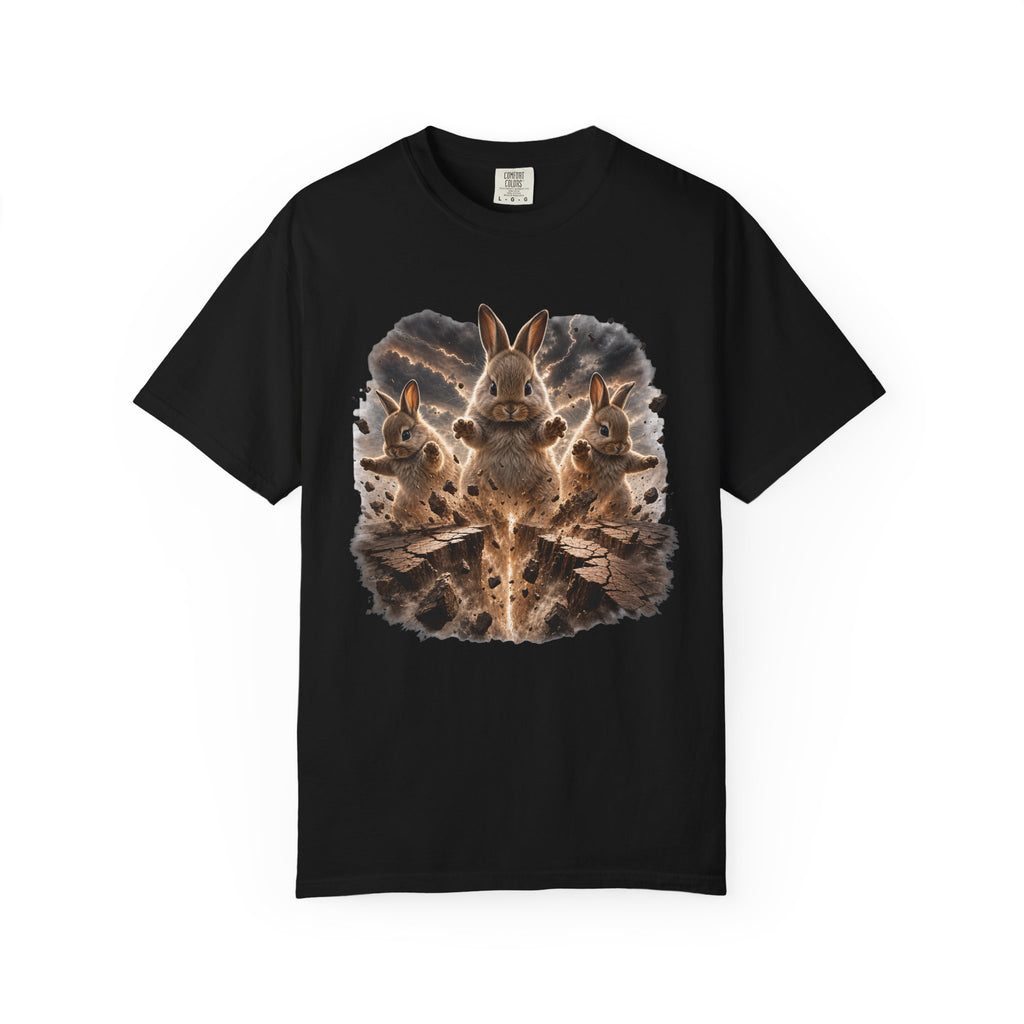Rabbits Summoning an Earthquake Comfort Colors T-Shirt – Funny Bunny Graphic Tee