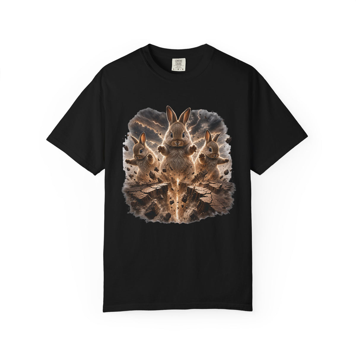 Rabbits Summoning an Earthquake Comfort Colors T-Shirt – Funny Bunny Graphic Tee
