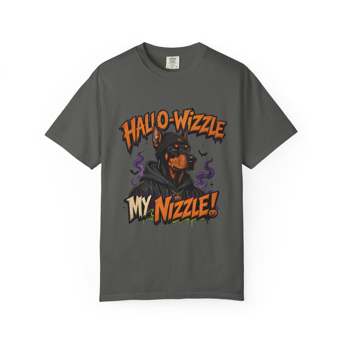 Hallo-Wizzle My Nizzle Comfort Colors T-Shirt – Funny Halloween Doberman Graphic