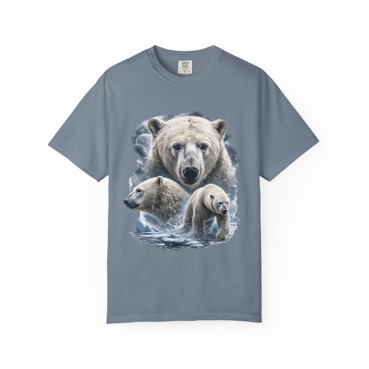 Polar Bear Moon Comfort Colors T-Shirt – Vintage Arctic Wildlife Graphic Tee