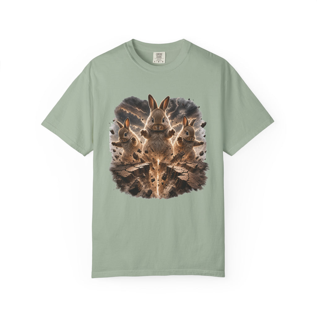 Rabbits Summoning an Earthquake Comfort Colors T-Shirt – Funny Bunny Graphic Tee