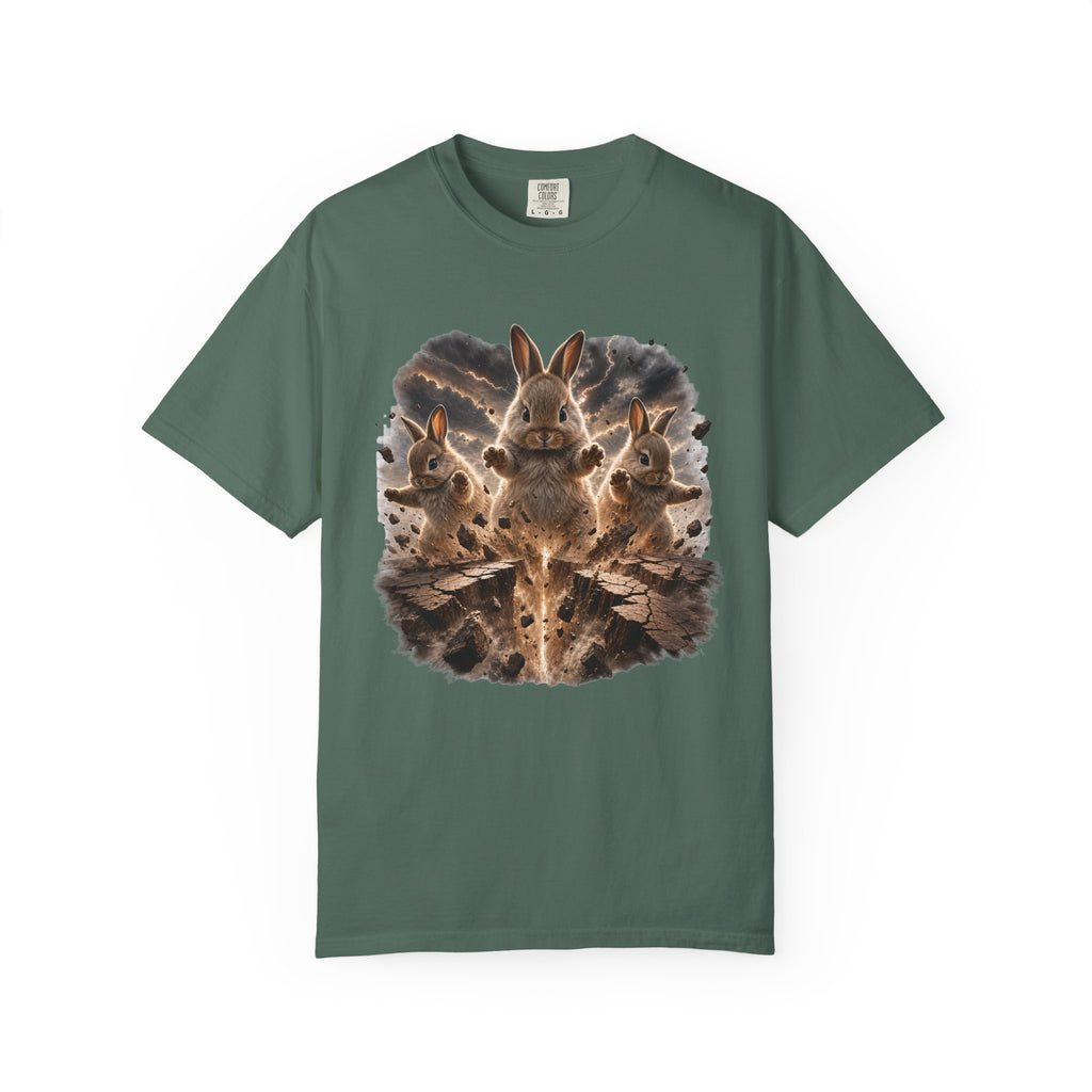 Rabbits Summoning an Earthquake Comfort Colors T-Shirt – Funny Bunny Graphic Tee
