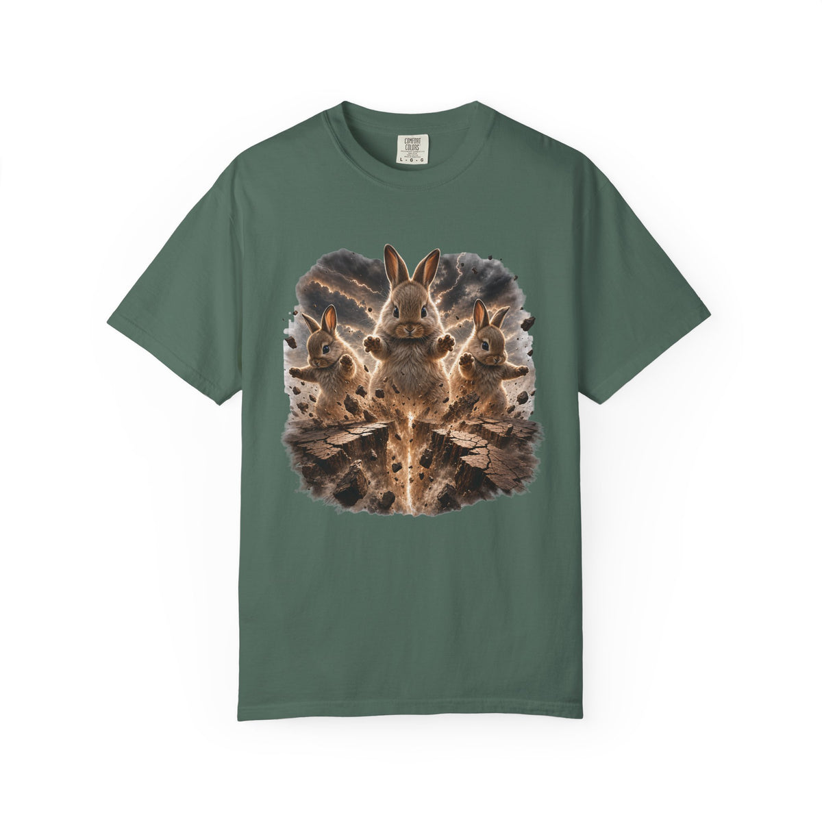 Rabbits Summoning an Earthquake Comfort Colors T-Shirt – Funny Bunny Graphic Tee