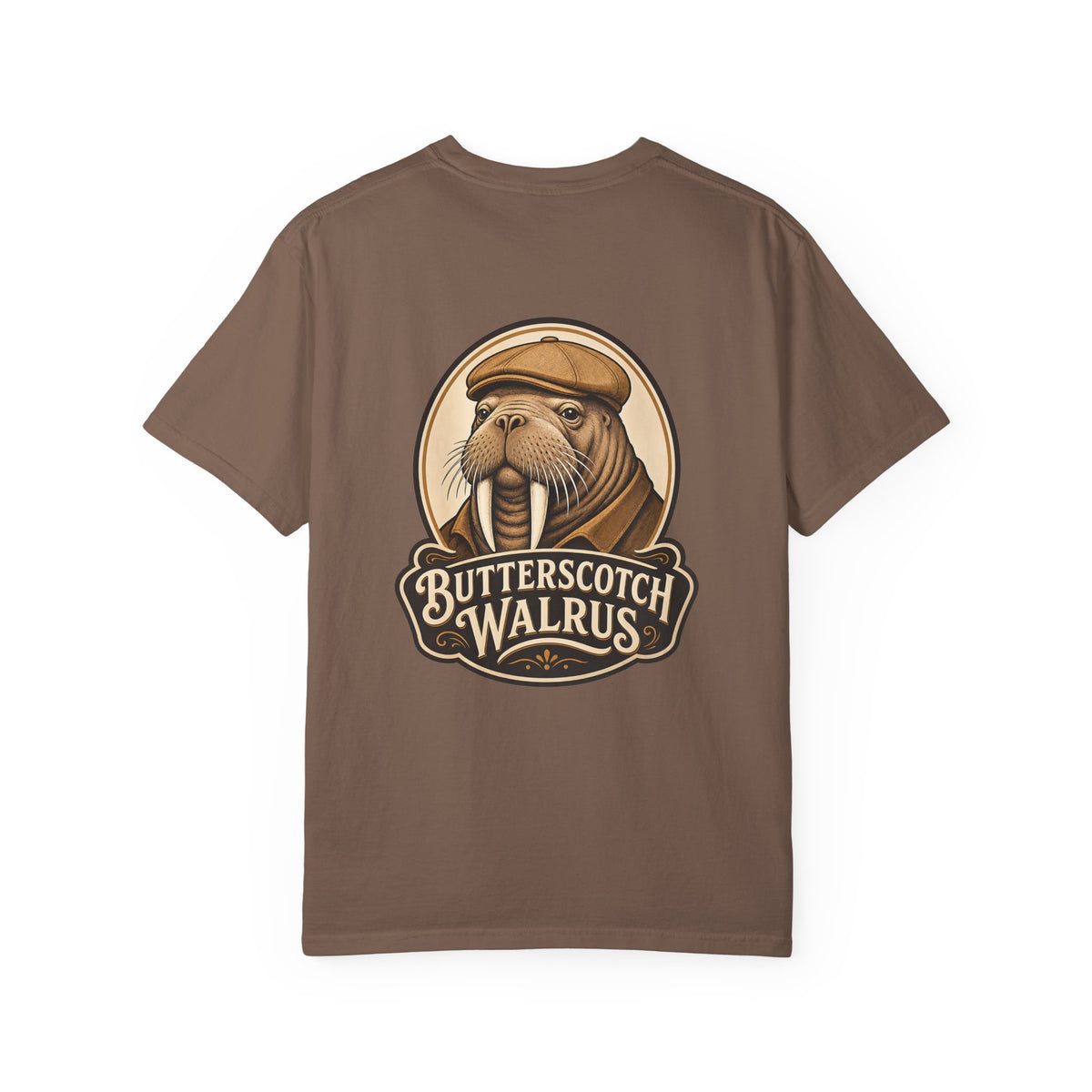 Butterscotch Walrus Logo Comfort Colors T-Shirt – Vintage Walrus Back Graphic Tee