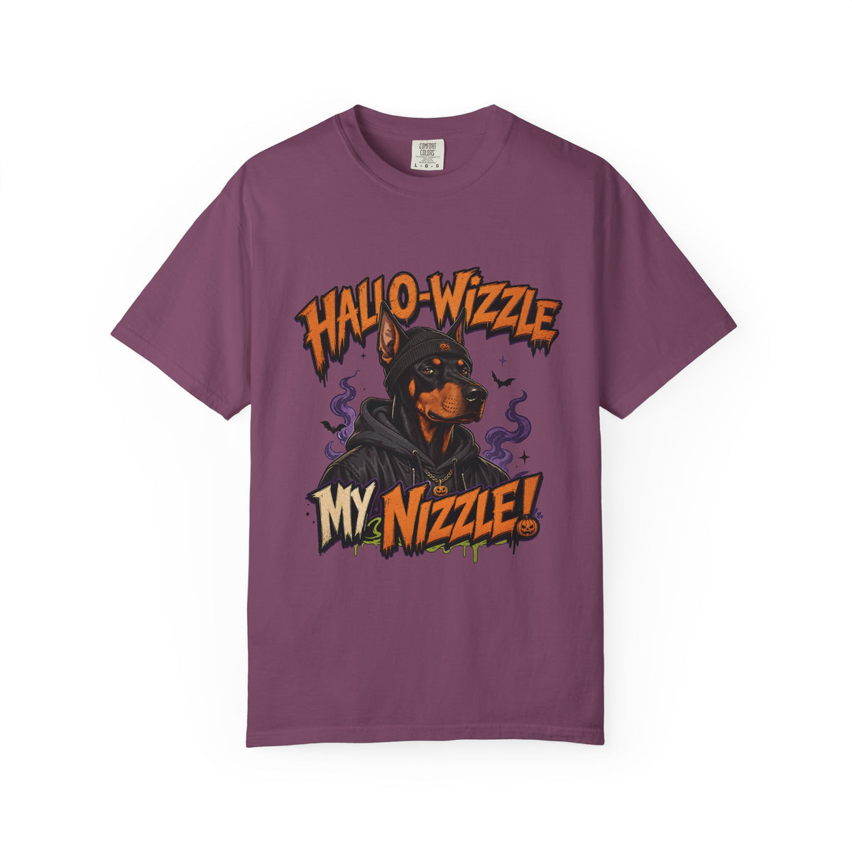 Hallo-Wizzle My Nizzle Comfort Colors T-Shirt – Funny Halloween Doberman Graphic