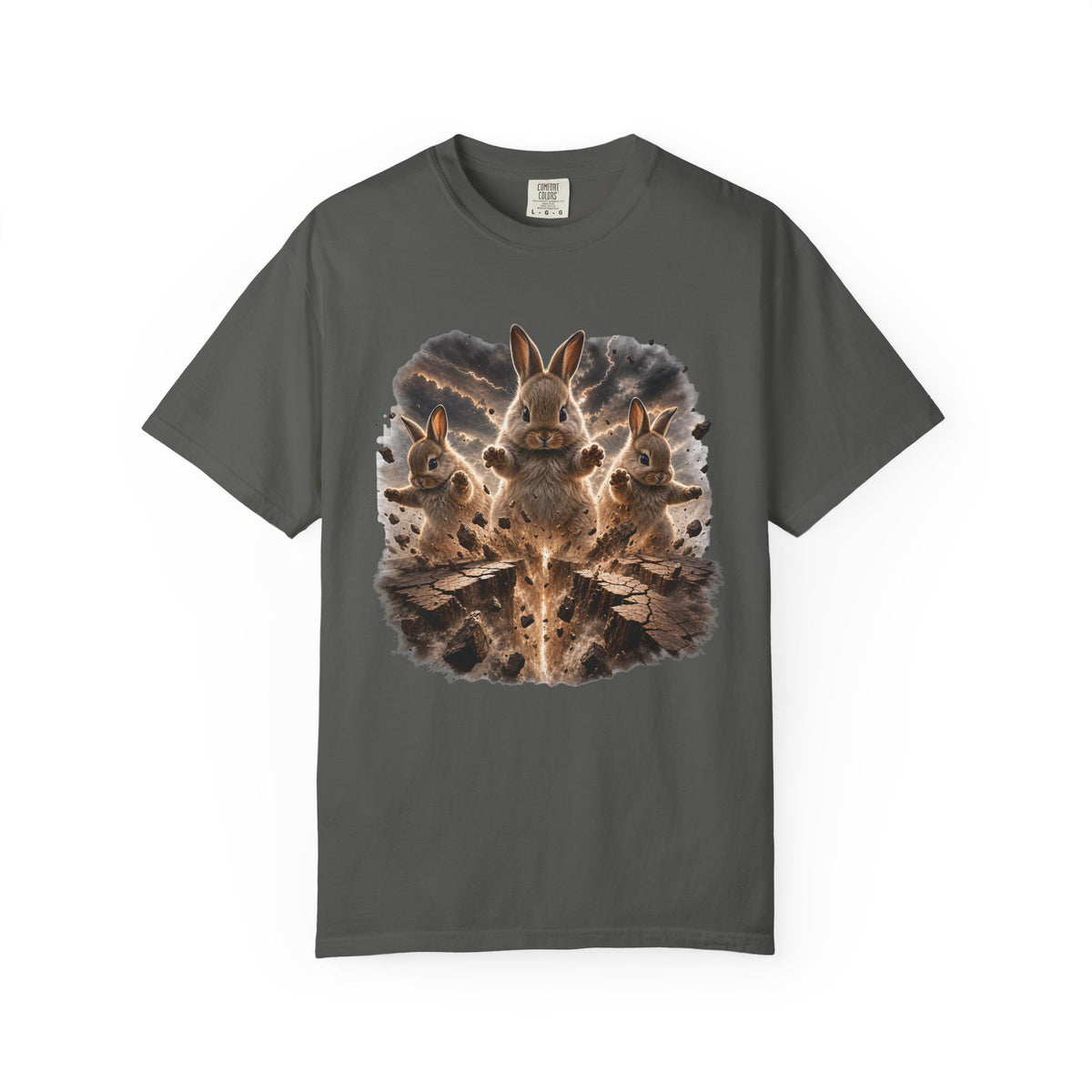 Rabbits Summoning an Earthquake Comfort Colors T-Shirt – Funny Bunny Graphic Tee