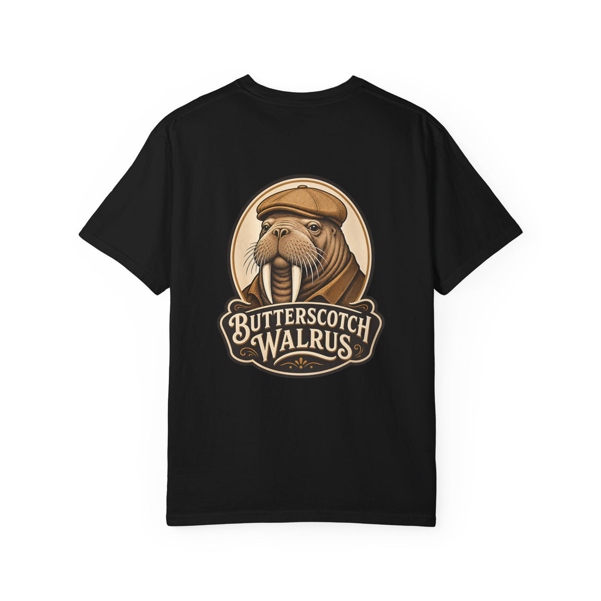 Butterscotch Walrus Logo Comfort Colors T-Shirt – Vintage Walrus Back Graphic Tee