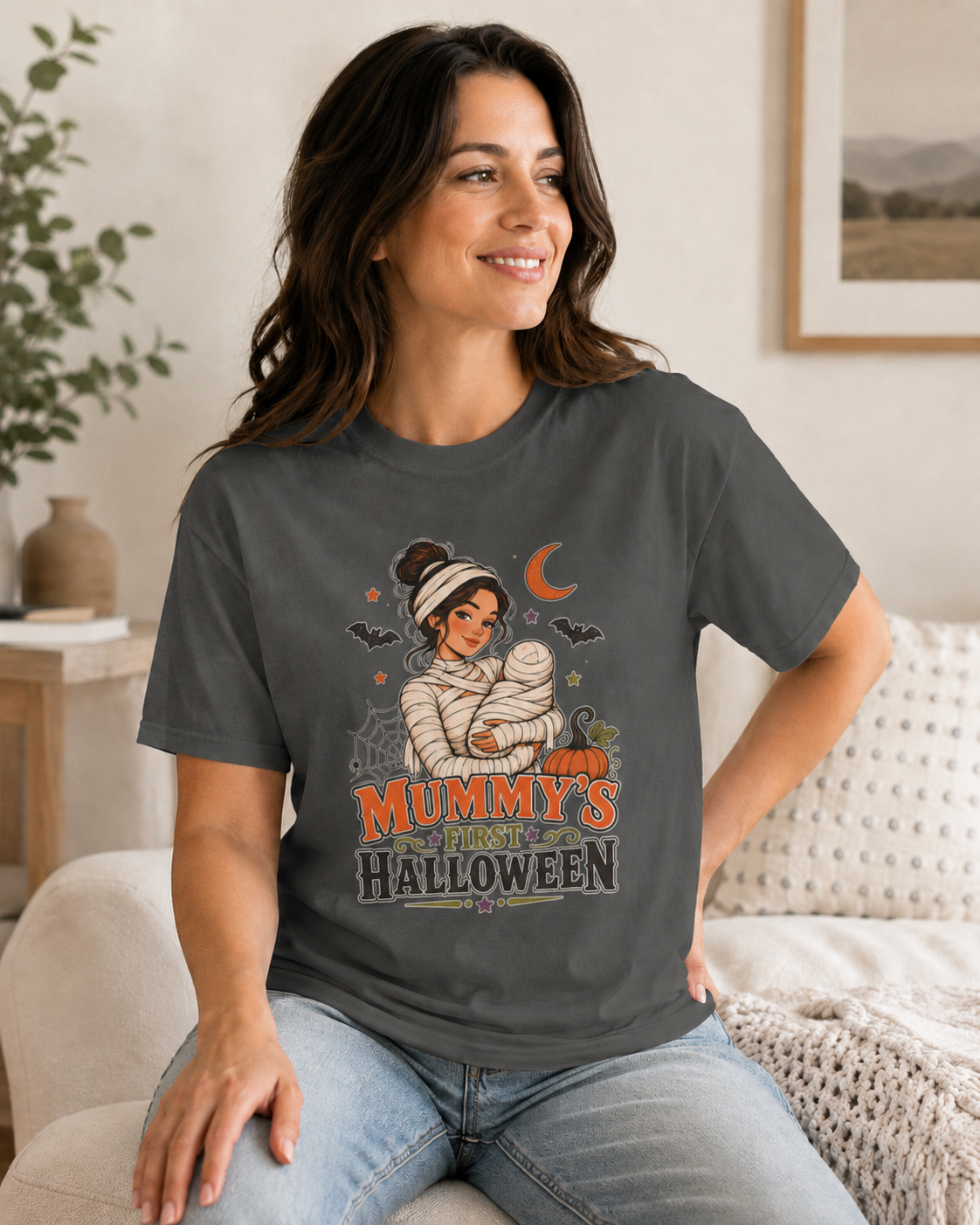 Mummy’s First Halloween Comfort Colors T-Shirt – Vintage Halloween Mom Tee