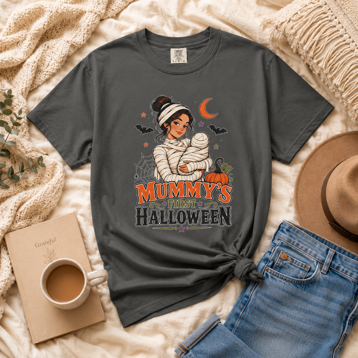 Mummy’s First Halloween Comfort Colors T-Shirt – Vintage Halloween Mom Tee