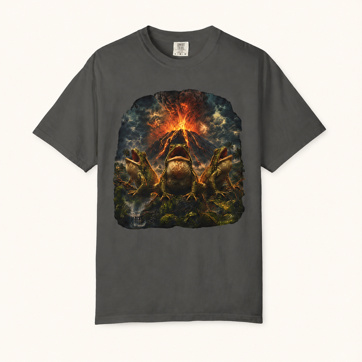 Frogs Summoning the Volcano Comfort Colors T-Shirt – Funny Frog Graphic Tee