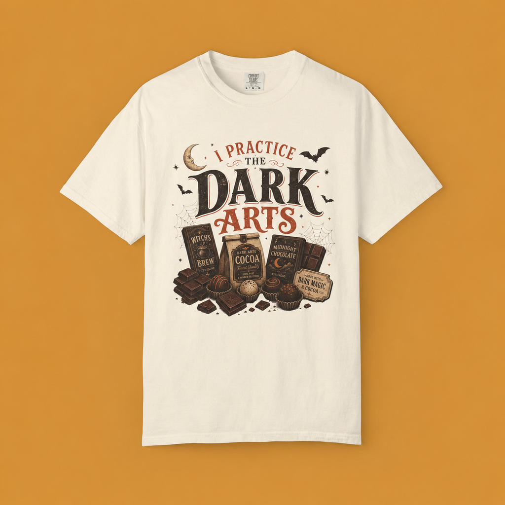 I Practice the Dark Arts Comfort Colors T-Shirt – Funny Halloween Chocolate Tee