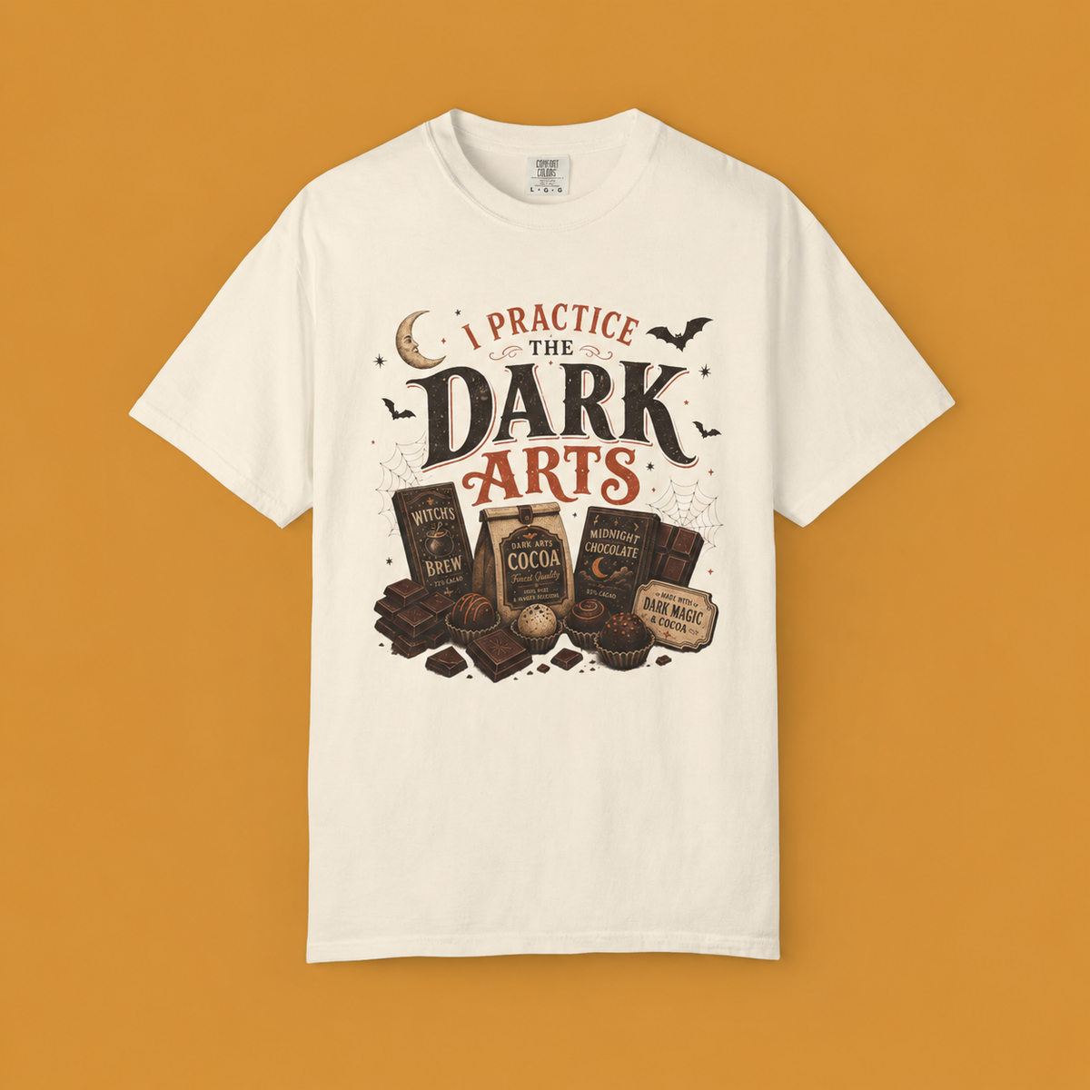 I Practice the Dark Arts Comfort Colors T-Shirt – Funny Halloween Chocolate Tee