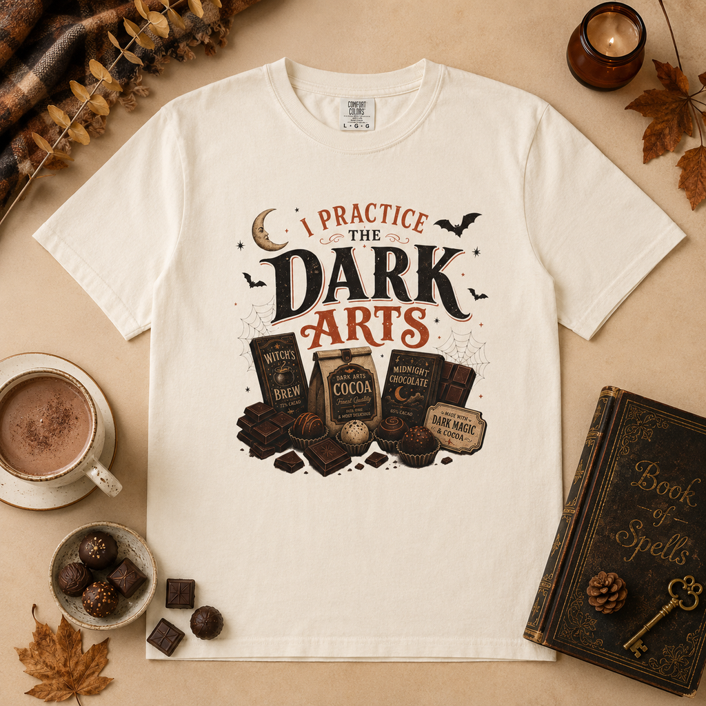 I Practice the Dark Arts Comfort Colors T-Shirt – Funny Halloween Chocolate Tee
