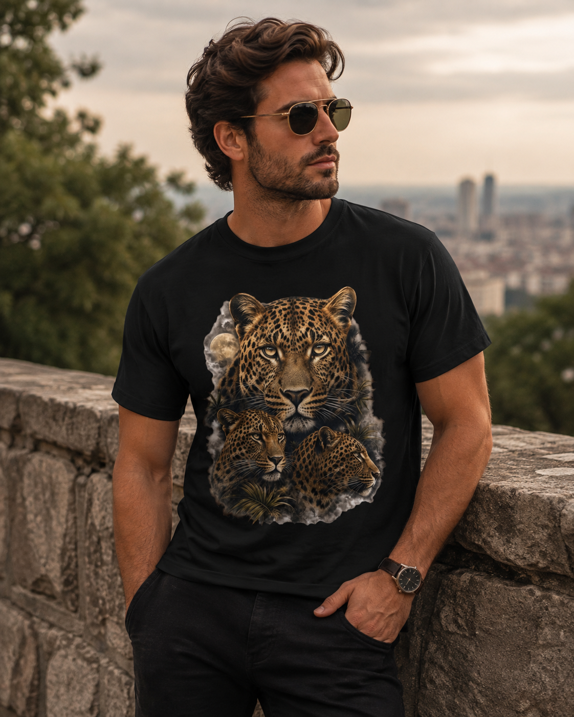 Leopard Moon Comfort Colors T-Shirt – Vintage Big Cat Graphic Tee