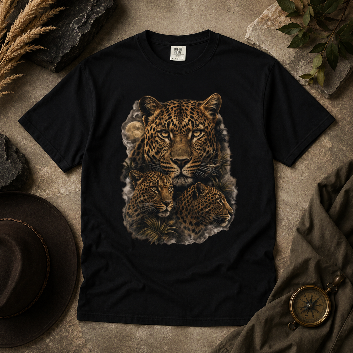 Leopard Moon Comfort Colors T-Shirt – Vintage Big Cat Graphic Tee