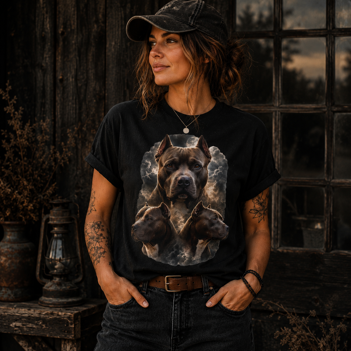 Pit Bull Moon Comfort Colors T-Shirt – Vintage Dog Graphic Tee