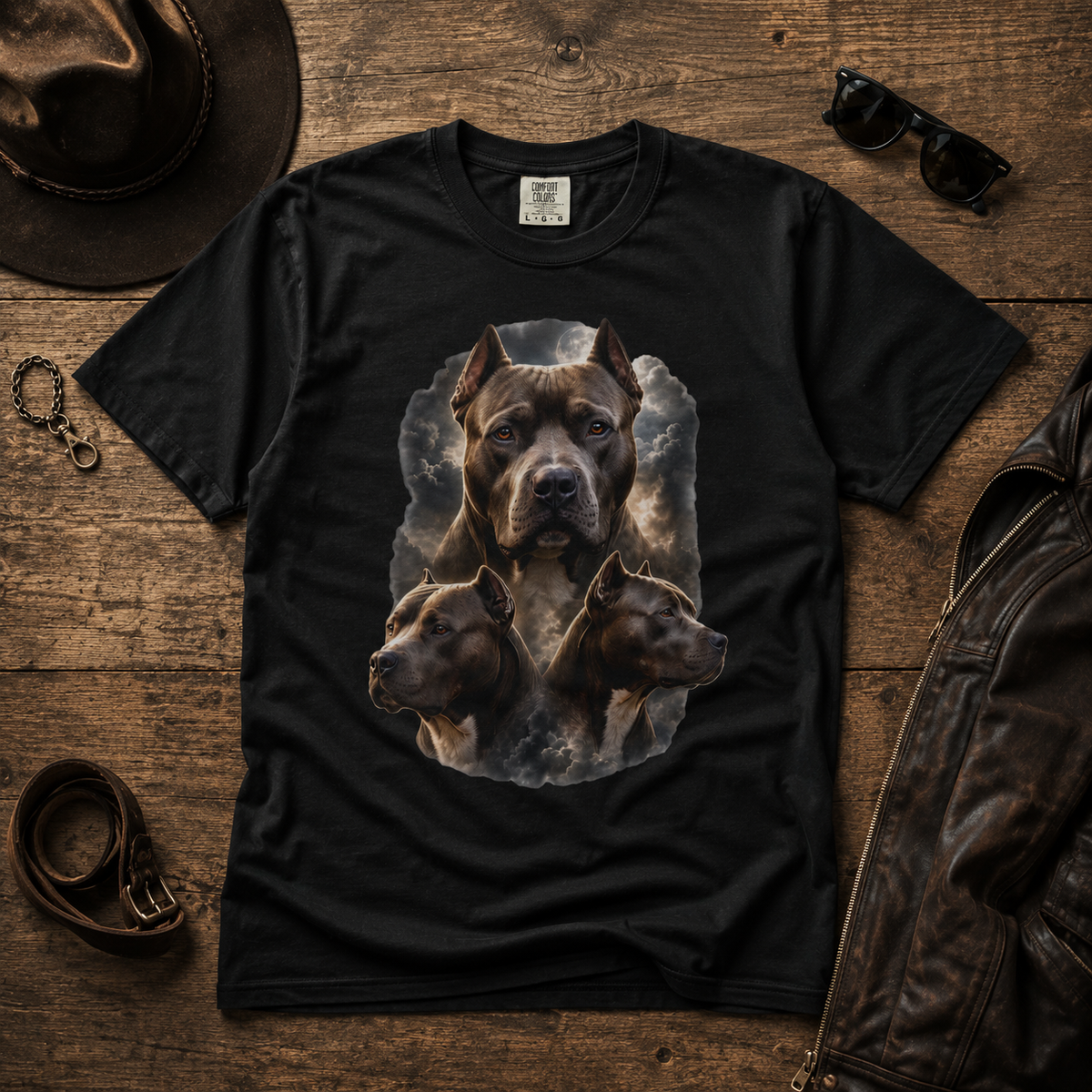 Pit Bull Moon Comfort Colors T-Shirt – Vintage Dog Graphic Tee