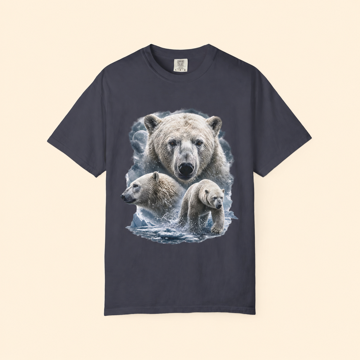 Polar Bear Moon Comfort Colors T-Shirt – Vintage Arctic Wildlife Graphic Tee