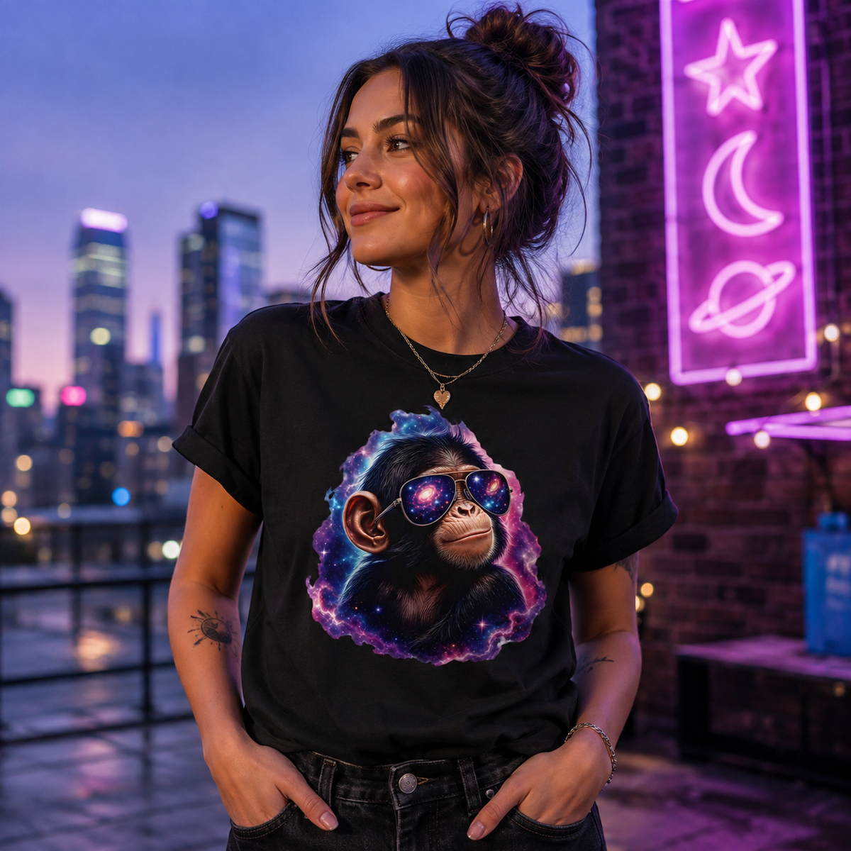 Cosmic Chimp Comfort Colors T-Shirt – Funny Space Monkey Graphic Tee