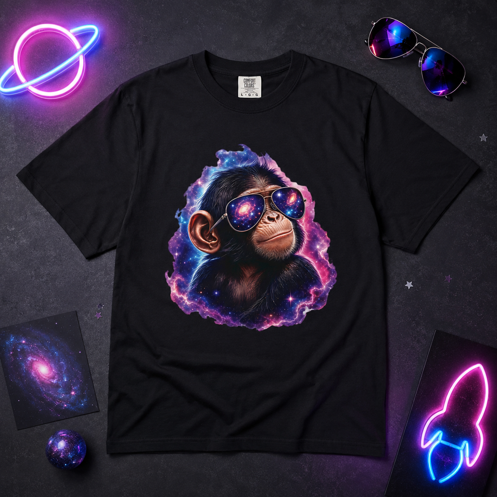 Cosmic Chimp Comfort Colors T-Shirt – Funny Space Monkey Graphic Tee