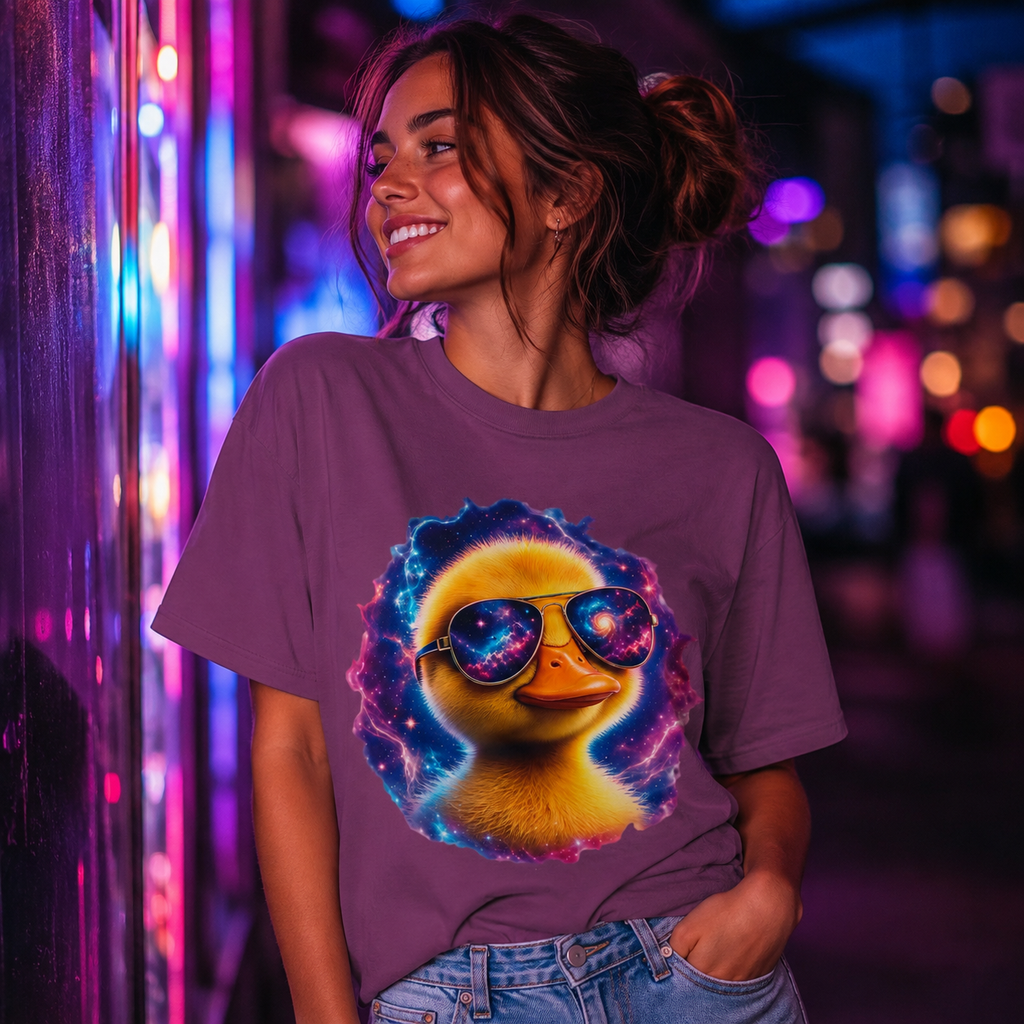 Cosmic Duck Comfort Colors T-Shirt – Funny Galaxy Duck Graphic Tee