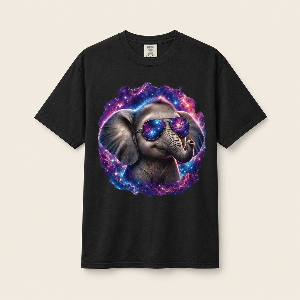 Cosmic Elephant Comfort Colors T-Shirt – Funny Galaxy Elephant Graphic Tee