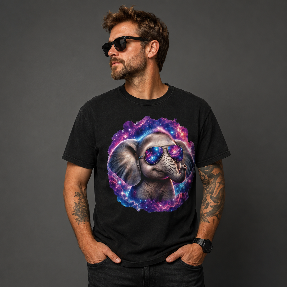 Cosmic Elephant Comfort Colors T-Shirt – Funny Galaxy Elephant Graphic Tee