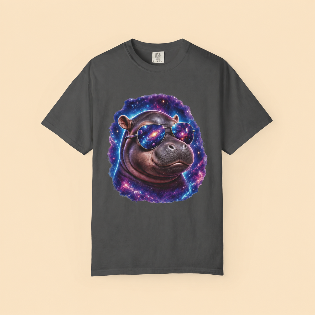 Cosmic Hippo Comfort Colors T-Shirt – Funny Galaxy Hippo Graphic Tee