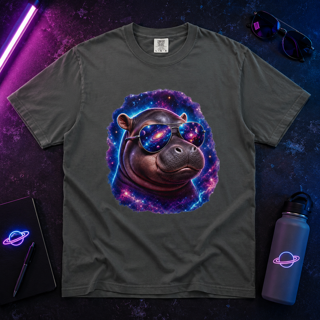 Cosmic Hippo Comfort Colors T-Shirt – Funny Galaxy Hippo Graphic Tee