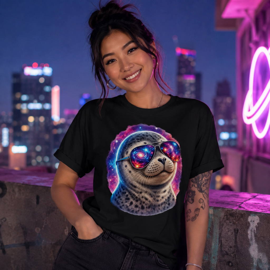 Cosmic Seal Pup Comfort Colors T-Shirt – Funny Galaxy Seal Graphic Tee