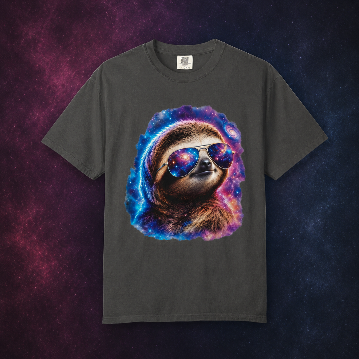 Cosmic Sloth Comfort Colors T-Shirt – Funny Galaxy Sloth Graphic Tee