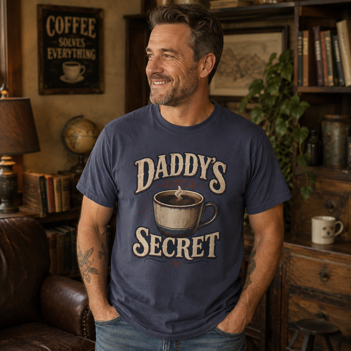 Daddy’s Little Secret Comfort Colors T-Shirt – Funny Coffee Dad Graphic Tee