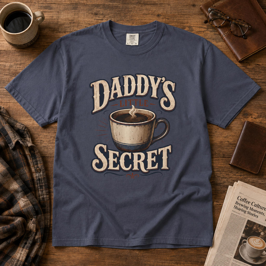 Daddy’s Little Secret Comfort Colors T-Shirt – Funny Coffee Dad Graphic Tee