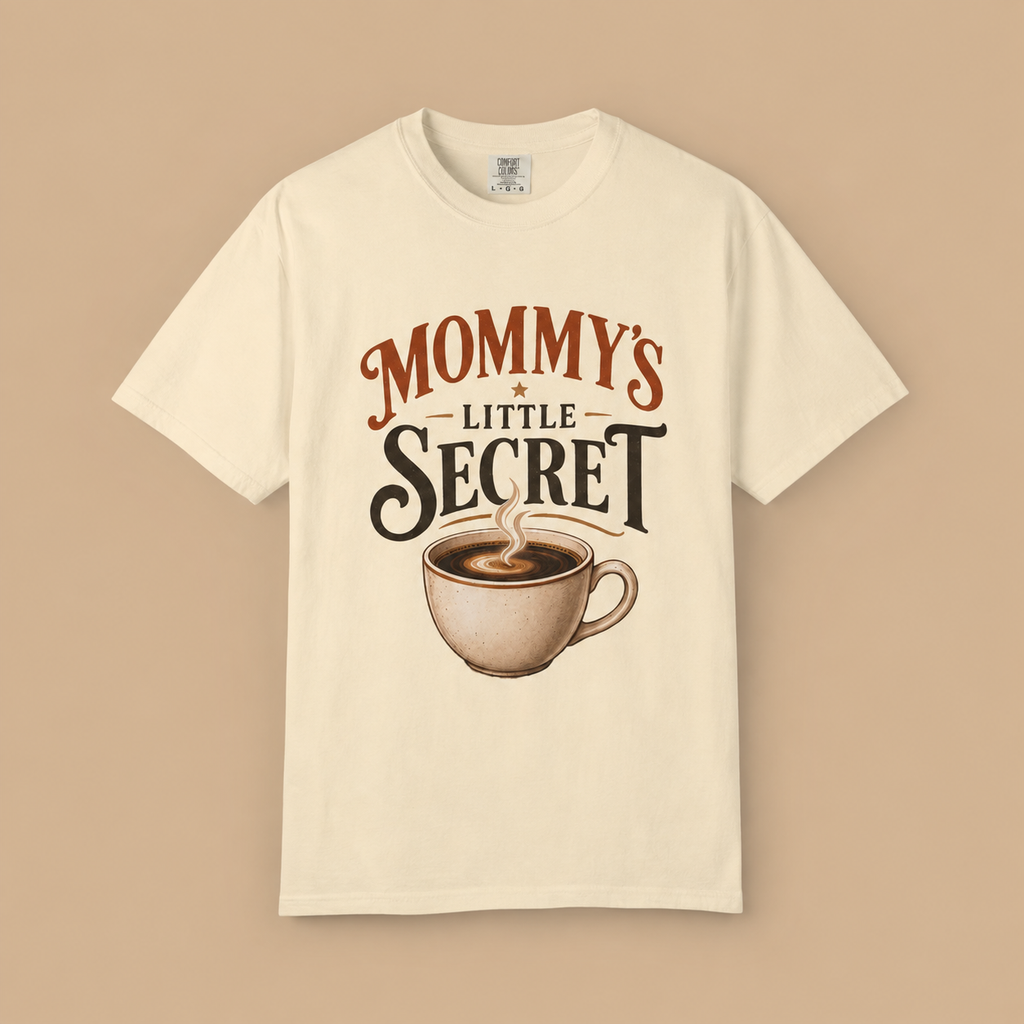 Mommy’s Little Secret Comfort Colors T-Shirt – Funny Coffee Mom Graphic Tee