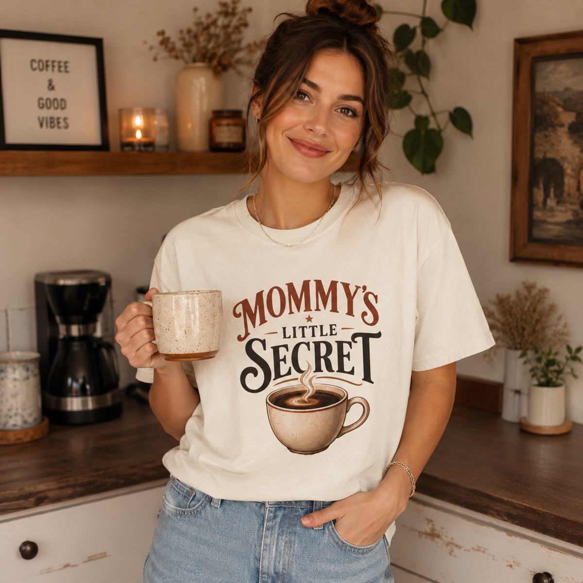 Mommy’s Little Secret Comfort Colors T-Shirt – Funny Coffee Mom Graphic Tee