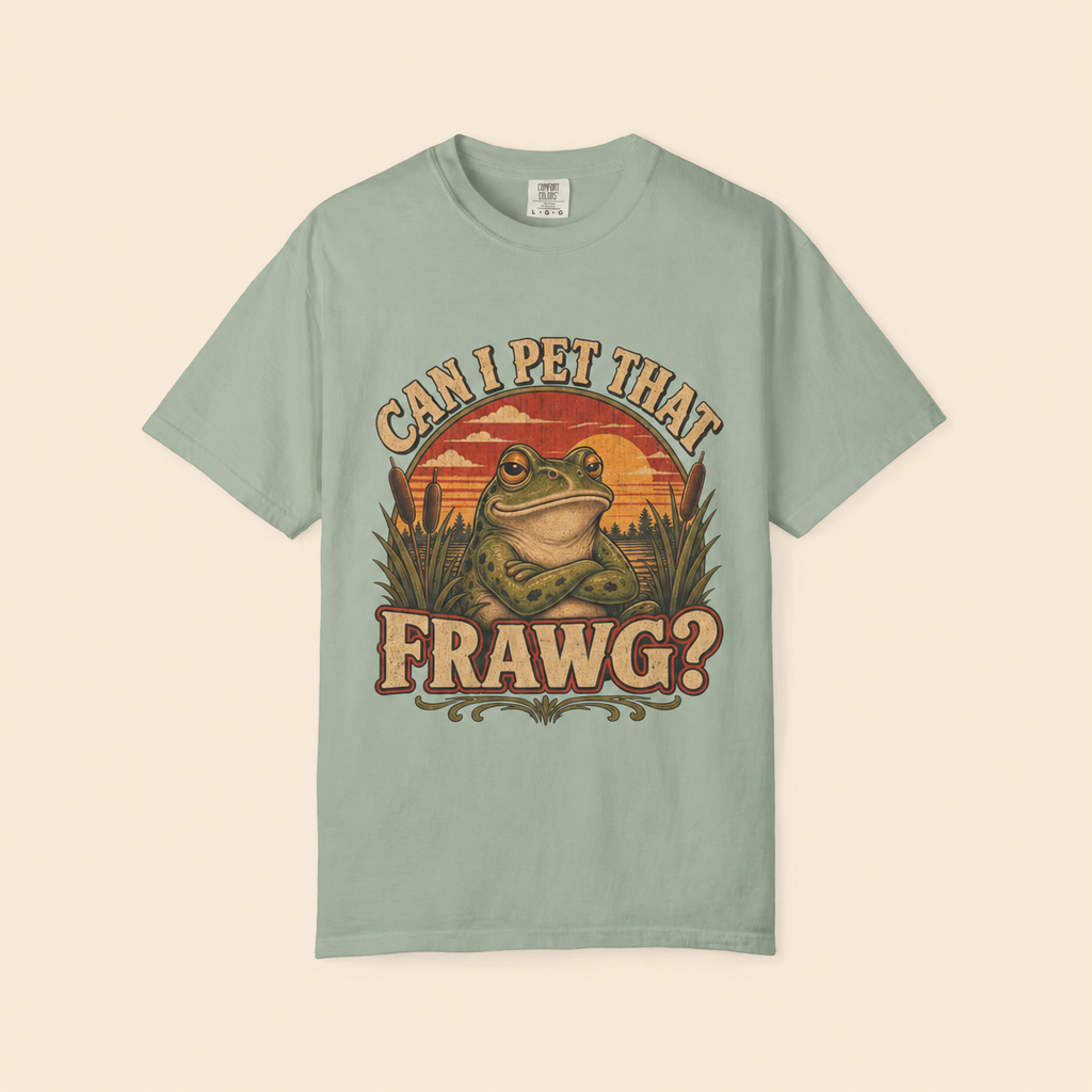 Can I Pet That Frawg? Comfort Colors T-Shirt – Funny Frog Graphic Tee