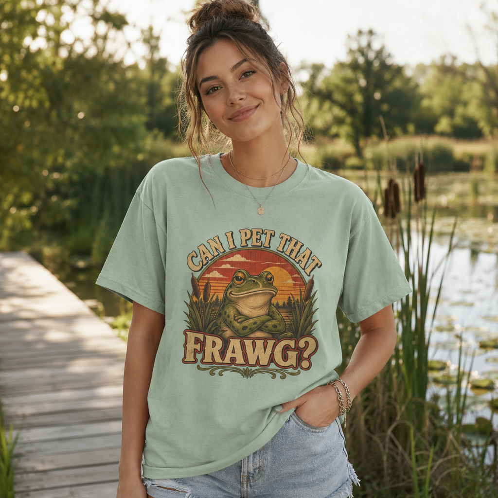 Can I Pet That Frawg? Comfort Colors T-Shirt – Funny Frog Graphic Tee