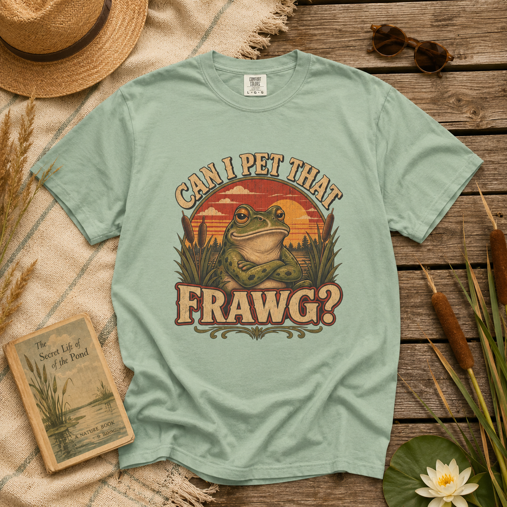Can I Pet That Frawg? Comfort Colors T-Shirt – Funny Frog Graphic Tee
