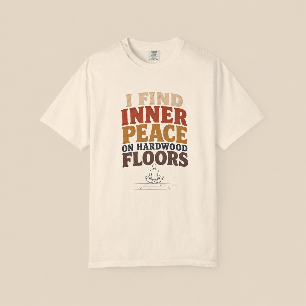 I Find Inner Peace on Hardwood Floors Comfort Colors T-Shirt – Funny Yoga Graphic Tee