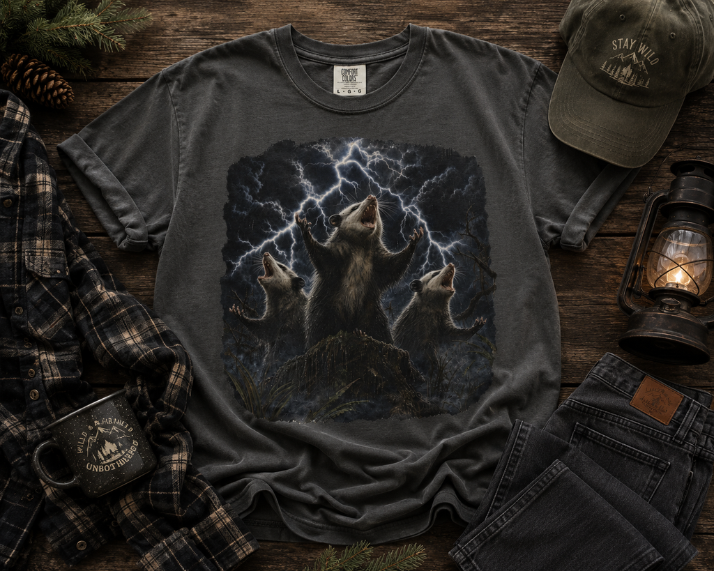 Opossums Summoning Lightning T-Shirt | Epic Animal Graphic Tee