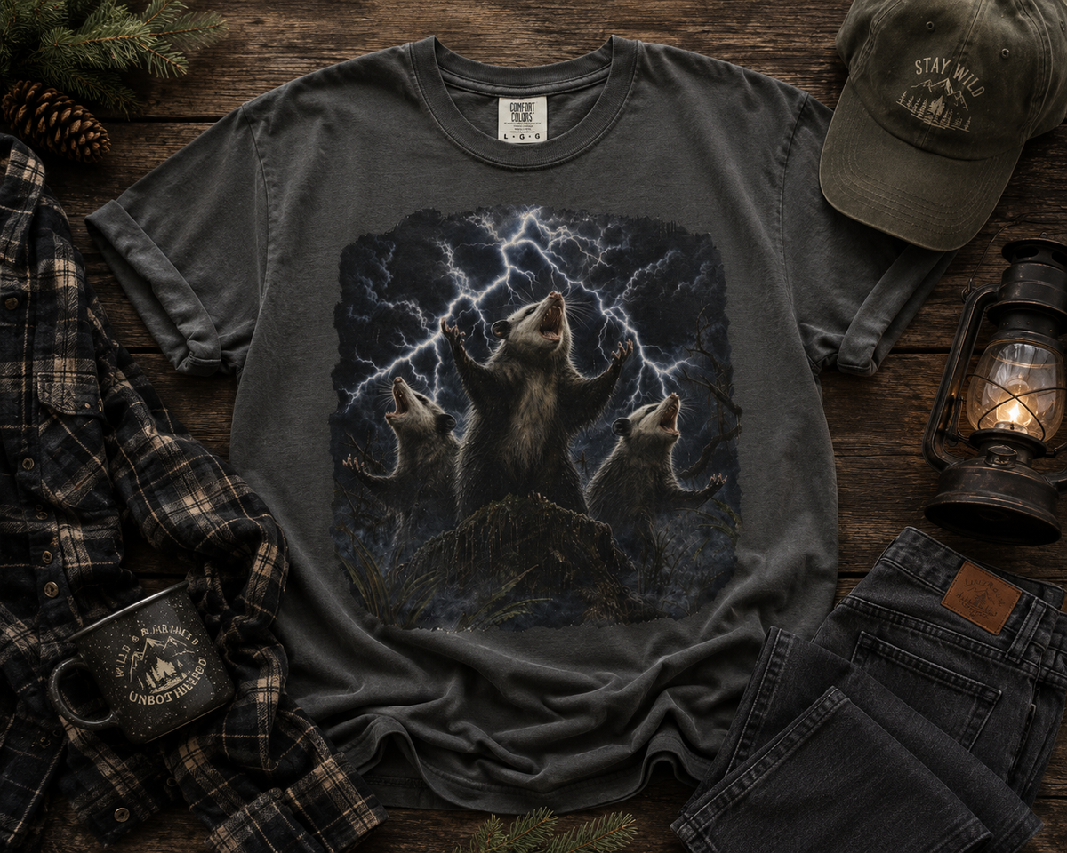 Opossums Summoning Lightning T-Shirt | Epic Animal Graphic Tee