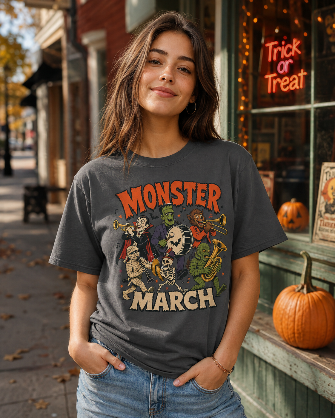 Monster March Halloween T-Shirt | Retro Classic Monsters Band Tee