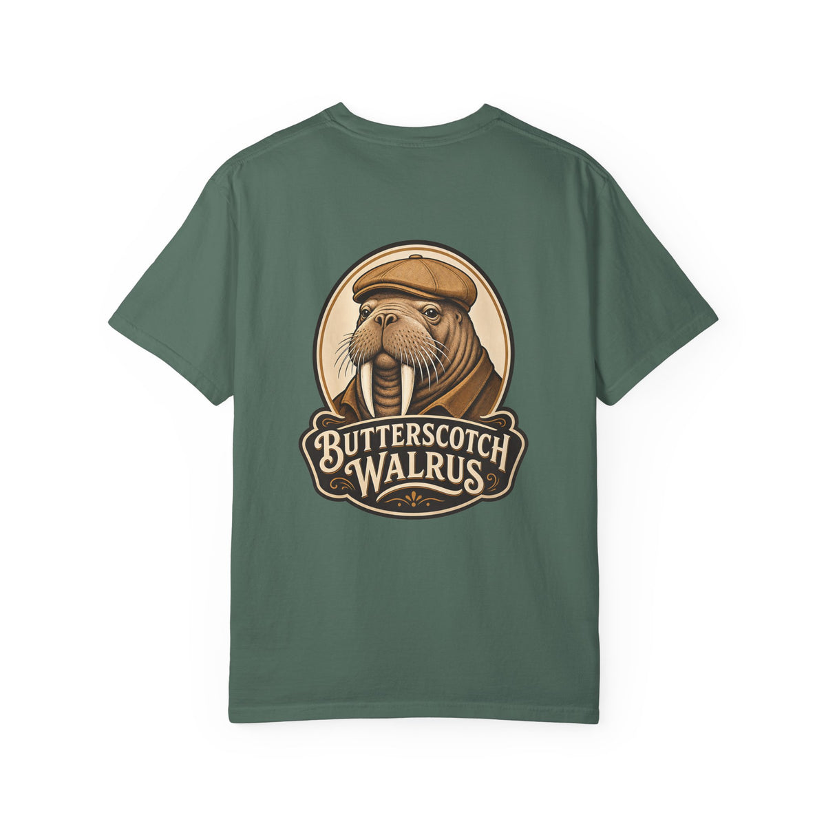 Butterscotch Walrus Logo Comfort Colors T-Shirt – Vintage Walrus Back Graphic Tee