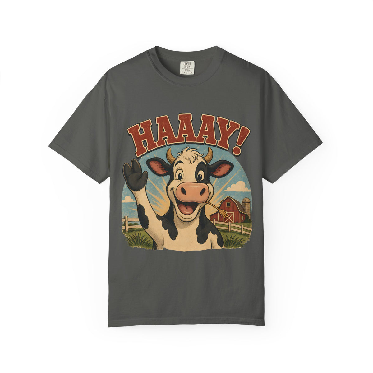 HAAAY! Hi There! Cow Comfort Colors T-Shirt – Funny Farm Cow Graphic Tee