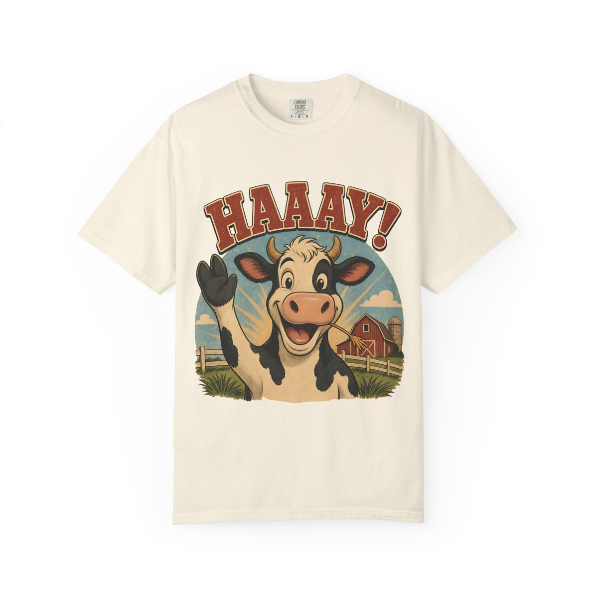 HAAAY! Hi There! Cow Comfort Colors T-Shirt – Funny Farm Cow Graphic Tee