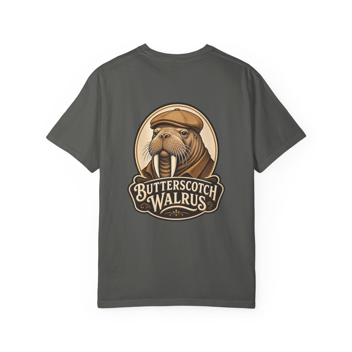Butterscotch Walrus Logo Comfort Colors T-Shirt – Vintage Walrus Back Graphic Tee