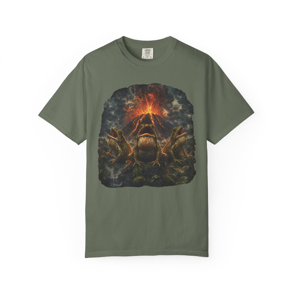 Frogs Summoning the Volcano Comfort Colors T-Shirt – Funny Frog Graphic Tee