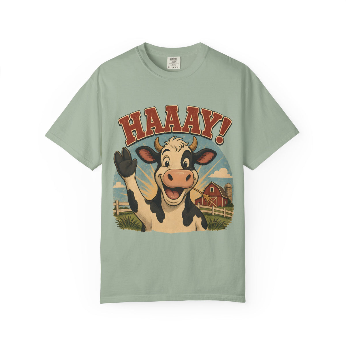 HAAAY! Hi There! Cow Comfort Colors T-Shirt – Funny Farm Cow Graphic Tee