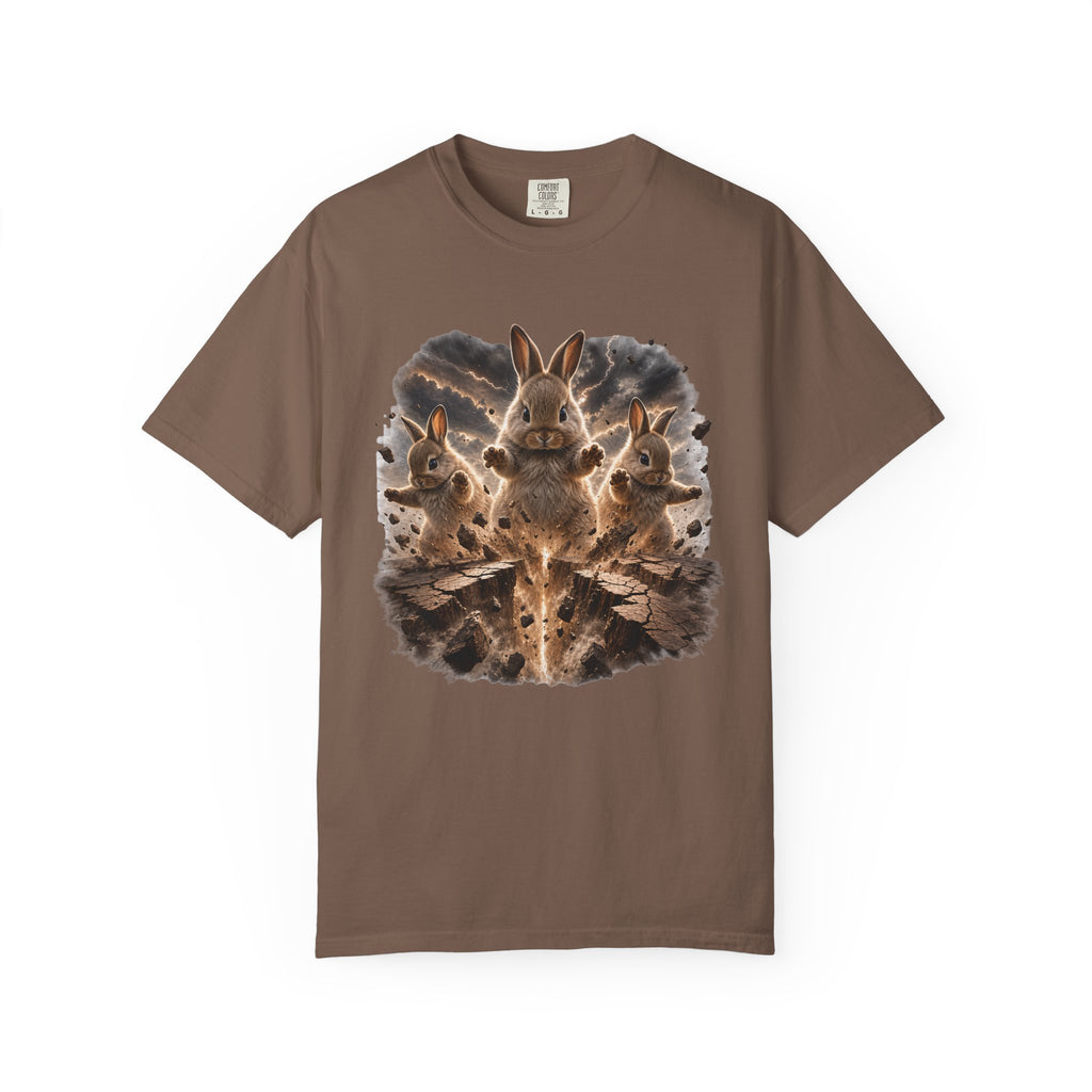 Rabbits Summoning an Earthquake Comfort Colors T-Shirt – Funny Bunny Graphic Tee